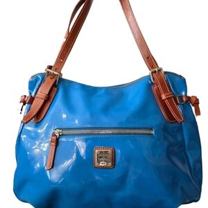 #57 Dooney And Bourk Blue Patent Shoulder Bag